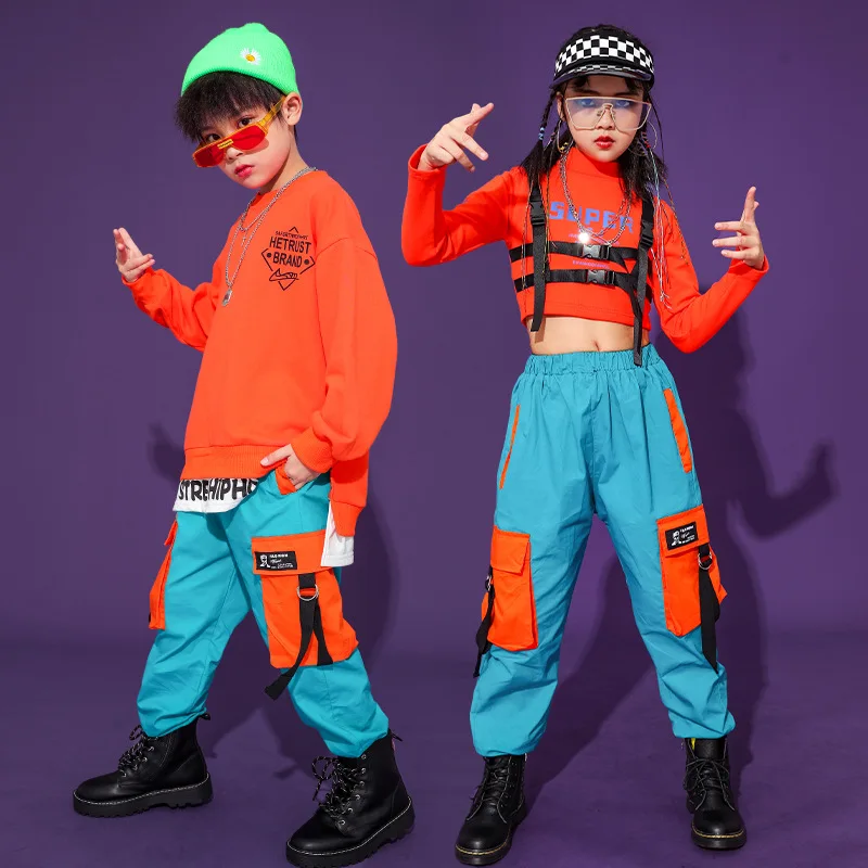 Berniukai Hip-Hop Merginos Krovinių Ziajać Pasėlių Top 2 Vnt Rinkiniai Vaikams Palaidinukė Gatvės Šokių Drabužius Cool Apranga Džiazo Paauglių Streetwear Kostiumai