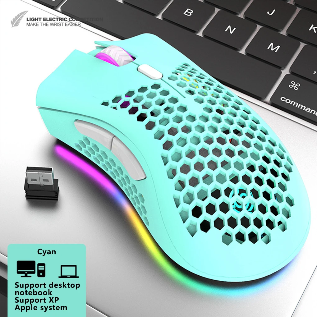 2.4 GHz, Belaidis Žaidimų Pelės Įkraunamą Pelę su RGB Šviesos Efektas 3 Reguliuojamas DPI Tuščiaviduriai iš Korio pelės Pelės PC