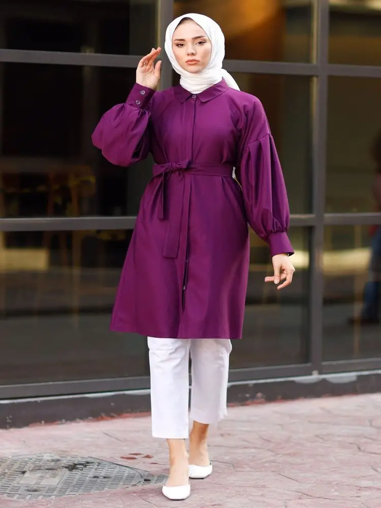 Turkija ilgą moterims topai suknelė susegamas juostinės tunika Vetement Musulmane Arabe Ropa Vestidos Eid Mubarakas Skraiste Femme Abaja