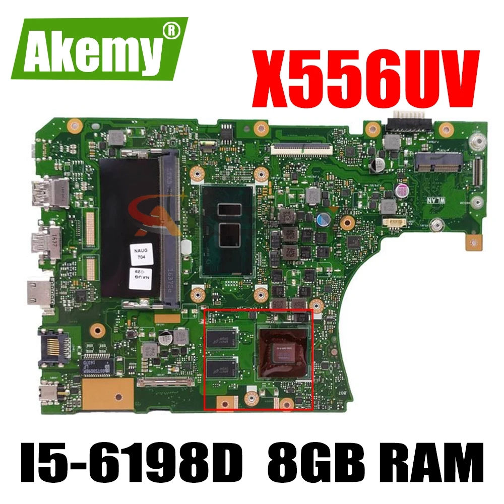 X556UV REV 3.1 ASUS X556UQ X556UR X556UF X556U X556UQK Nešiojamojo kompiuterio Motininės Plokštės Su I5-6198D CPU, 8GB RAM, DDR4