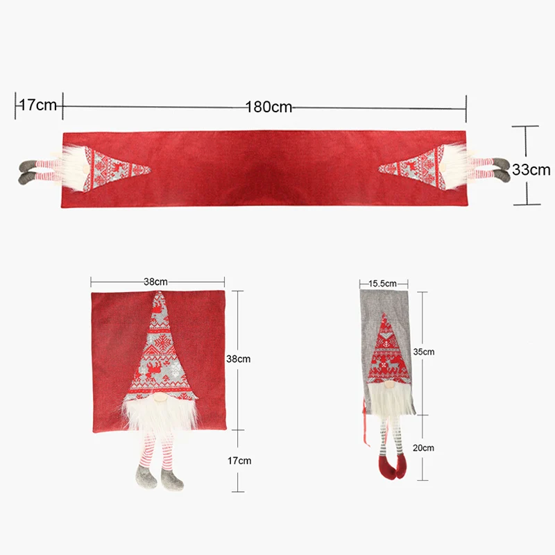 33*180cm Kalėdų Stalo Runner Raudona Pilka Šiaurės Stiliaus Santa Claus Stalo Runner Užvalkalas Kalėdų Dekoracijas Namų Lentelė