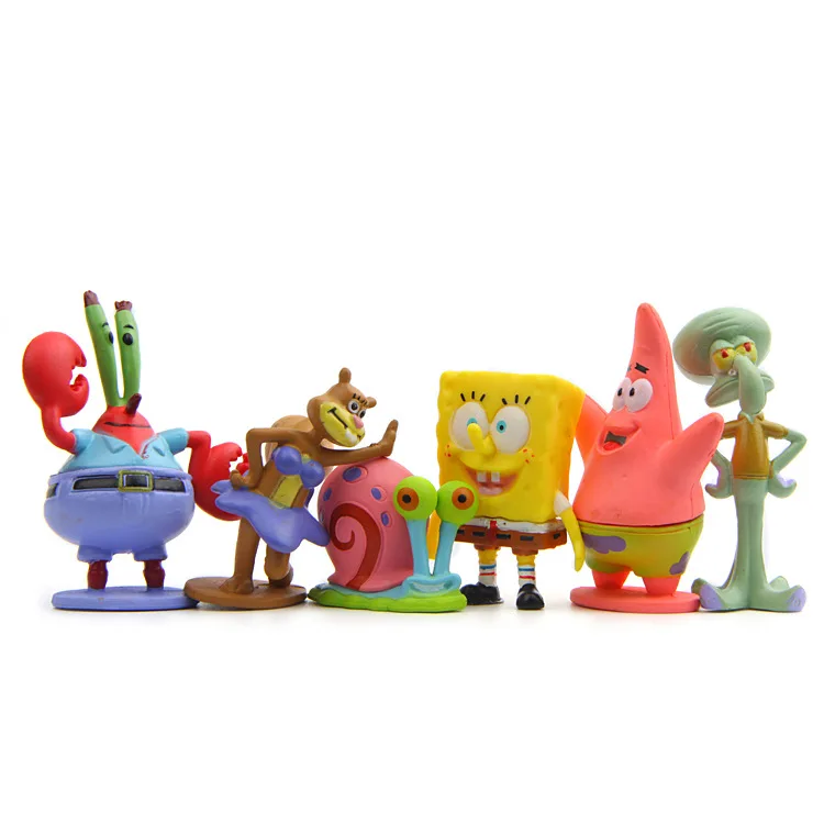 6 vienetų / set animacinių filmų mini modelis veiksmų lėlės Patrick star animacinių filmų lėlės rinkti PVC smėlio Žaislas, Lėlė Dovana