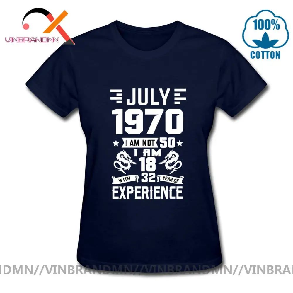 Didžiosios marškinėliai Moteris retro 70 prabangos prekės ženklo drabužių T-shirt gimė 1970 m. liepos šeimos gimtadienio dovana fitneso T-shirt