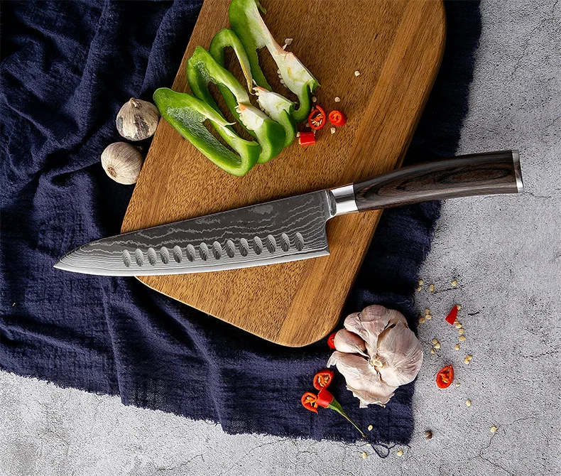 8 Colių Damaske Chef Peilis Japoniško VG-10 Aštrių Ašmenų Nerūdijančio Plieno Šefo Peilis Mėsos, Daržovių Pjaustyklės, Pjovimo Virtuvės Peilis