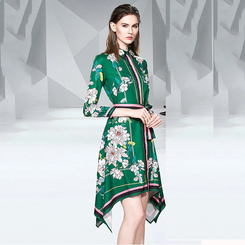Aukštos Kokybės Moterų Dizaineris kilimo ir tūpimo Tako Suknelės Europos 2020 Naujausias Rudens Waisted Marškinėliai Suknelė Varčias Skraiste femme