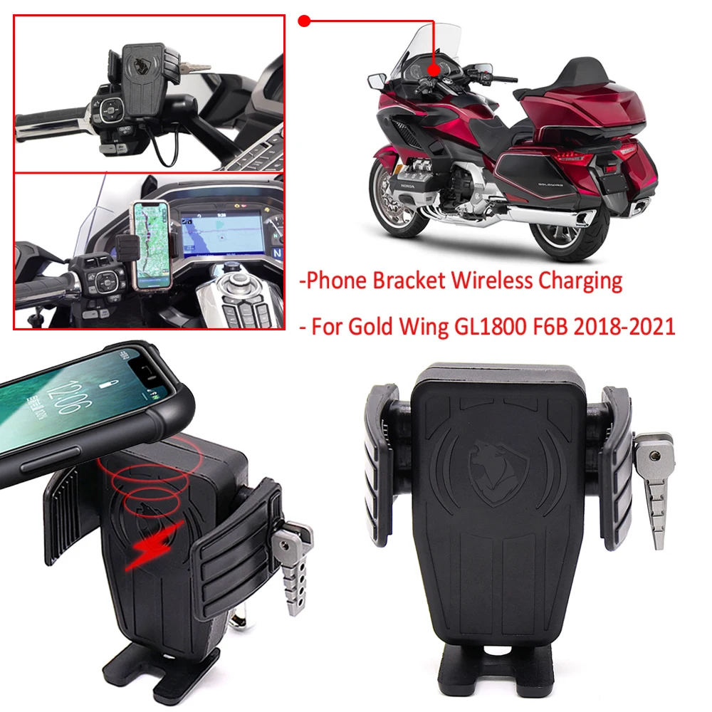 Gold Wing Motociklo GPS Telefono Turėtojas Belaidžio Įkrovimo Navigacijos Laikiklis Honda GL Goldwing 1800 GL1800 F6B GKT 2018 - 2021