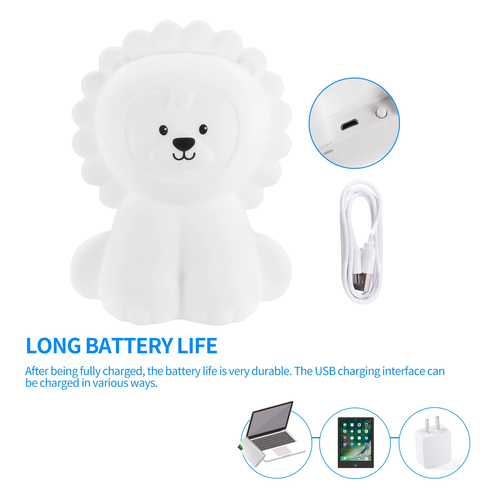 Mielas Liūtas Paglostyti Šviesos Silikono Vaikams, Žaislai, Spalvinga Naktį LED Lemputė USB Įkrovimo Naktiniai Dekoratyvinis Stalo Lempa už vaiko Kambarys