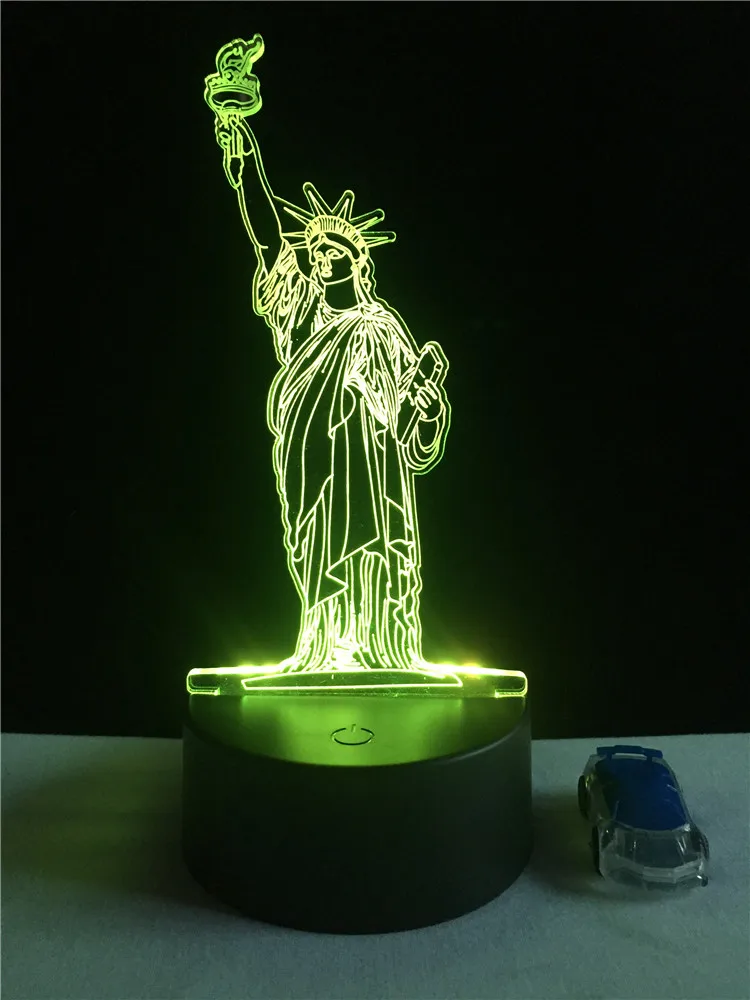 GAOPIN 3D LED Lempa USB Laisvės Statula Dekoratyvinis Apšvietimas, Kabelinė, Miegamojo Naktį Šviesos Daugiaspalvis Buveinės Šalies Atmosferą Lentelė
