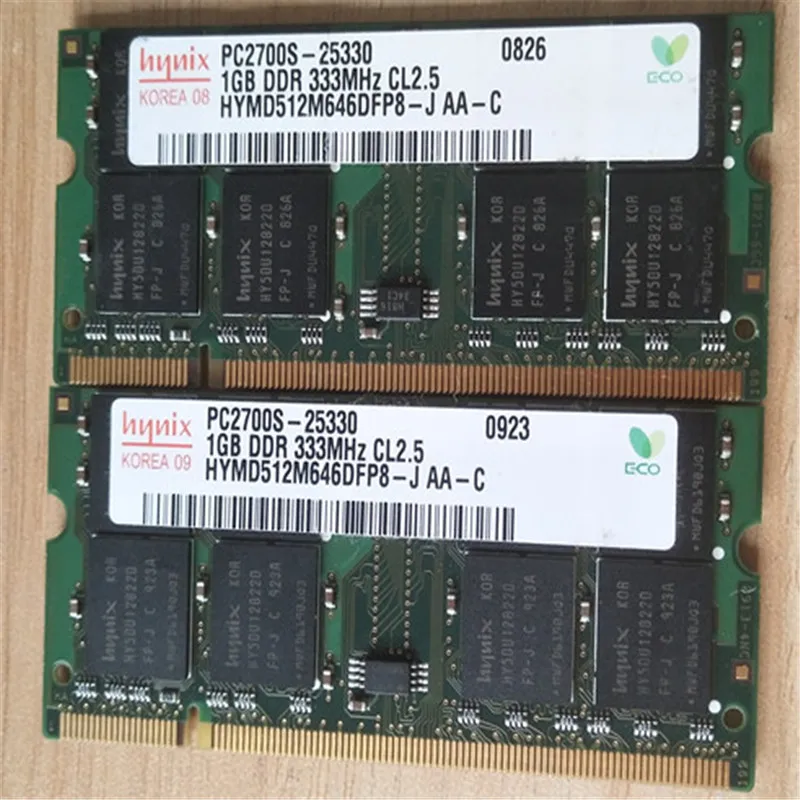 Hynix memoria DDR1 RAM 1GB 333MHz Nešiojamas atminties PC2700S 1GB DDR 333MHz CL2.5 naudoti ram for notebook