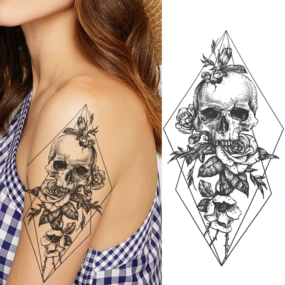 Geometrinis Vilkas Laikinos Tatuiruotės Lipdukas, Skirtas Moterims, Vyrams, Kūno Menas Rankos Tatoos Netikrą Turėti Planetų Vilkas Mirties Kaukolės Tatuiruotės Apdaila