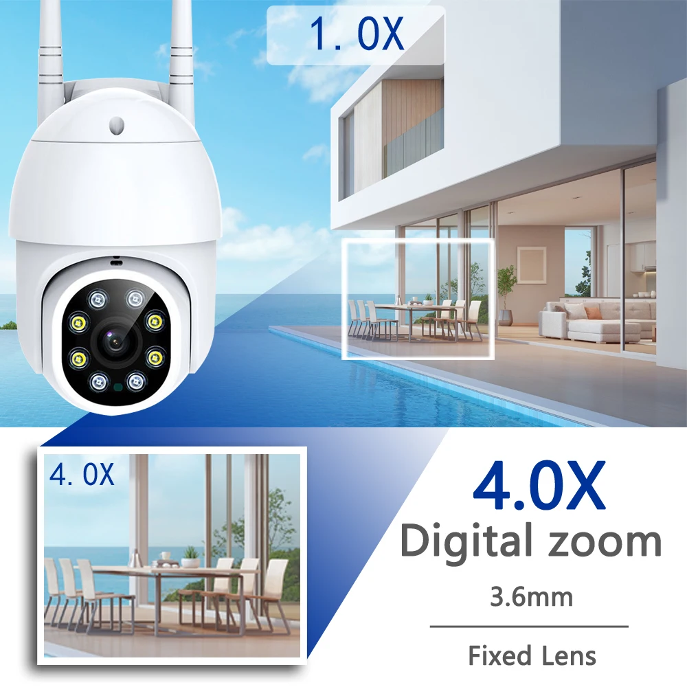 5MP Apsaugos WIFI Kamera, Vaizdo Stebėjimo Lauko PTZ 4.0 X Skaitmeninis Priartinimas Naktinio Matymo Onvif Full HD AI Auto Sekimas