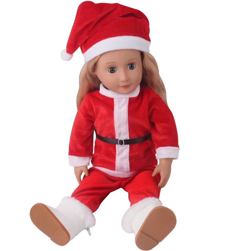 18 Colių Mergaičių Lėlės Suknelę Žiemos Kalėdų Kostiumas + Hat Flanelė Audiniai Amerikos Sijonas Kūdikių Žaislas Tinka Priedai 43 CM Berniukas Lėlės c951