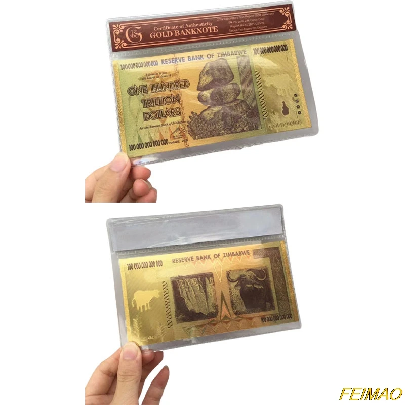 ZIMBABVĖS Juodojo Aukso Folija 100 Trilijonų Atminimo Dolerių Banknotų Namų Dekoracijos