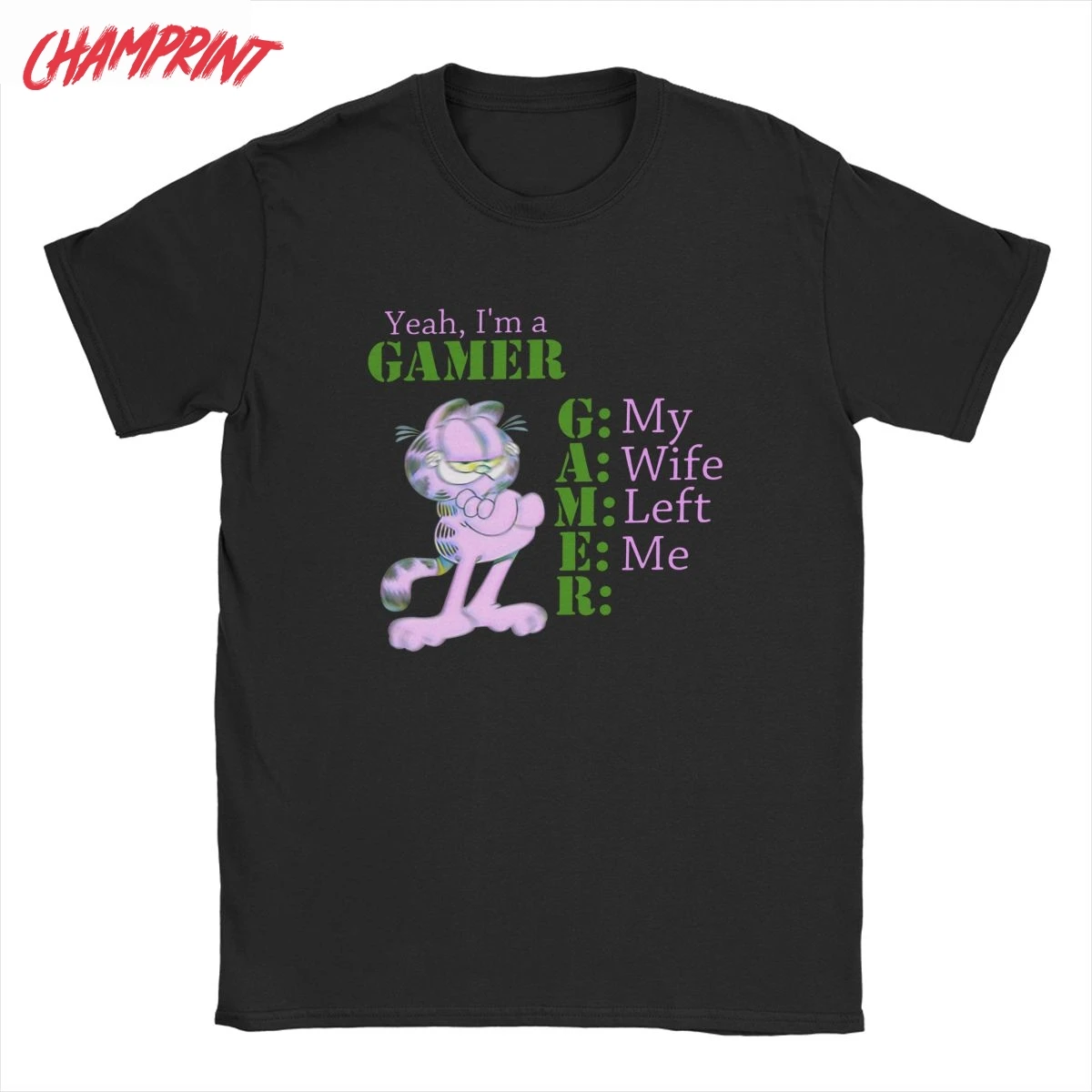 Vyriški Taip, aš esu Žaidėjus Garfildas T Shirts Katė Medvilnės Drabužius Juokinga Trumpas Rankovės Crewneck Tee Marškinėliai Plius Dydžio Marškinėlius