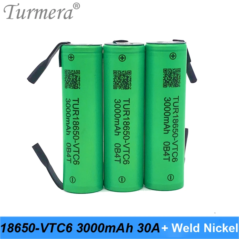 Turmera 18650 VTC6 3000mAh Baterija 30A Litavimo Nikelio 12V 16.8 V 18V 25V Elektros audra Atsuktuvas Baterija ir E-bike Naudoti