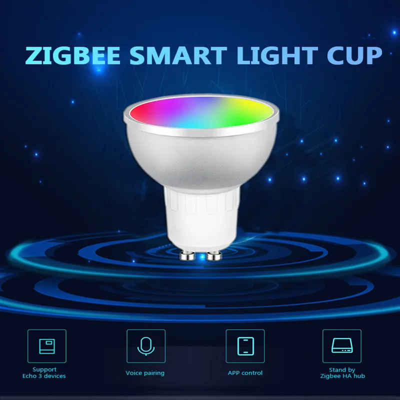 Tuya Zigbee GU10 LED Lempos, Spalva Prožektorius Patalpų Neoninis Ženklas Lemputė 5W RGBCW Balso Kontrolės Dirbti Alexa 