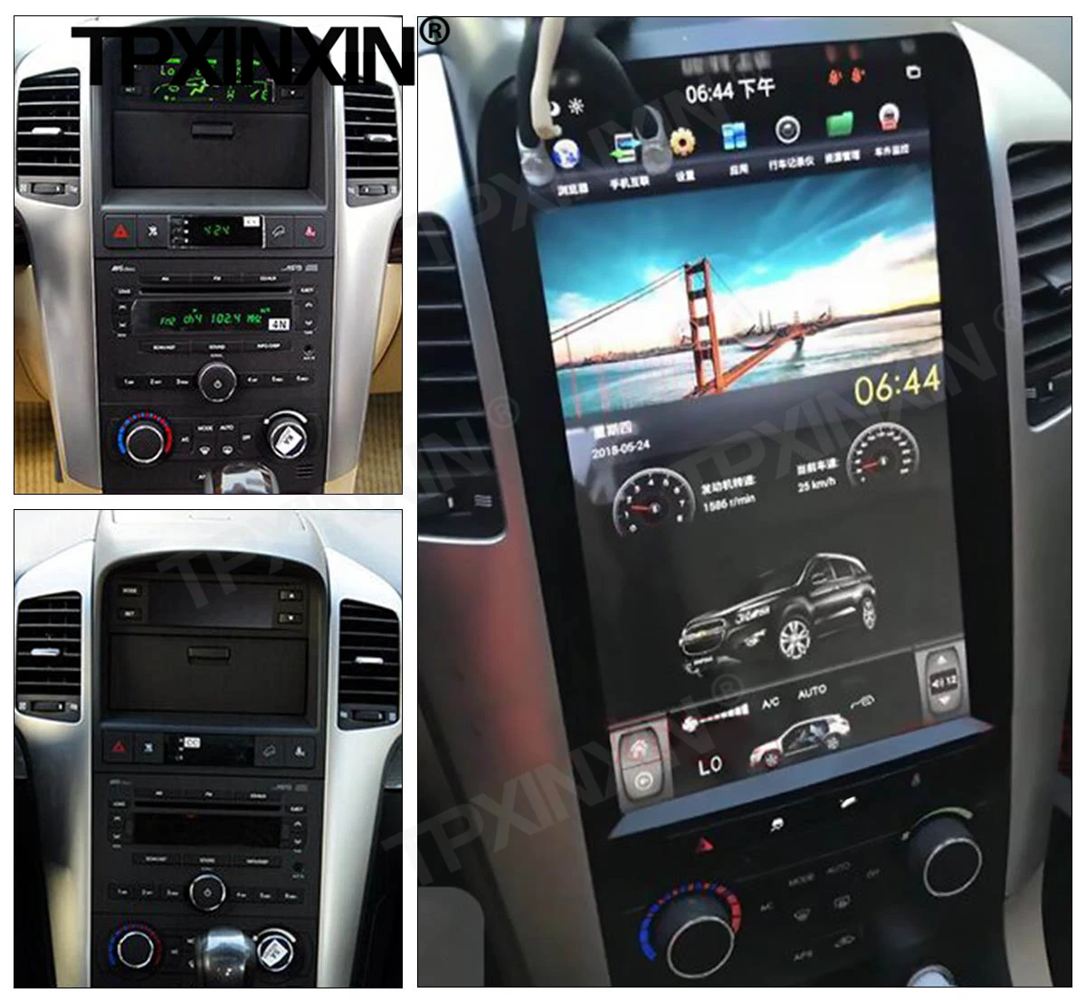 Tesla Ekrano Carplay Android Automobilio Radijo 2 Din Stereo Imtuvas Chevrolet Captiva 2008 m. 2009 m. 2010 m. 2011 m. 2012 m GPS Garso Blokas