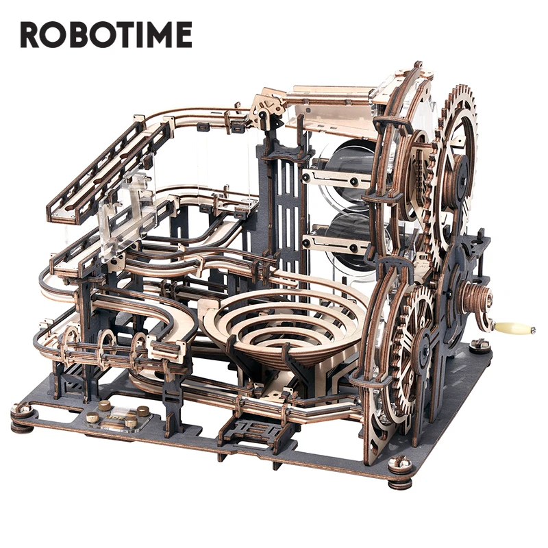 Robotime ROKR Marmuro Naktį Miesto 3D Medinės Dėlionės Žaidimai Asamblėjos Waterwheel Modelis Žaislai Vaikams, Vaikų Gimtadienio Dovana