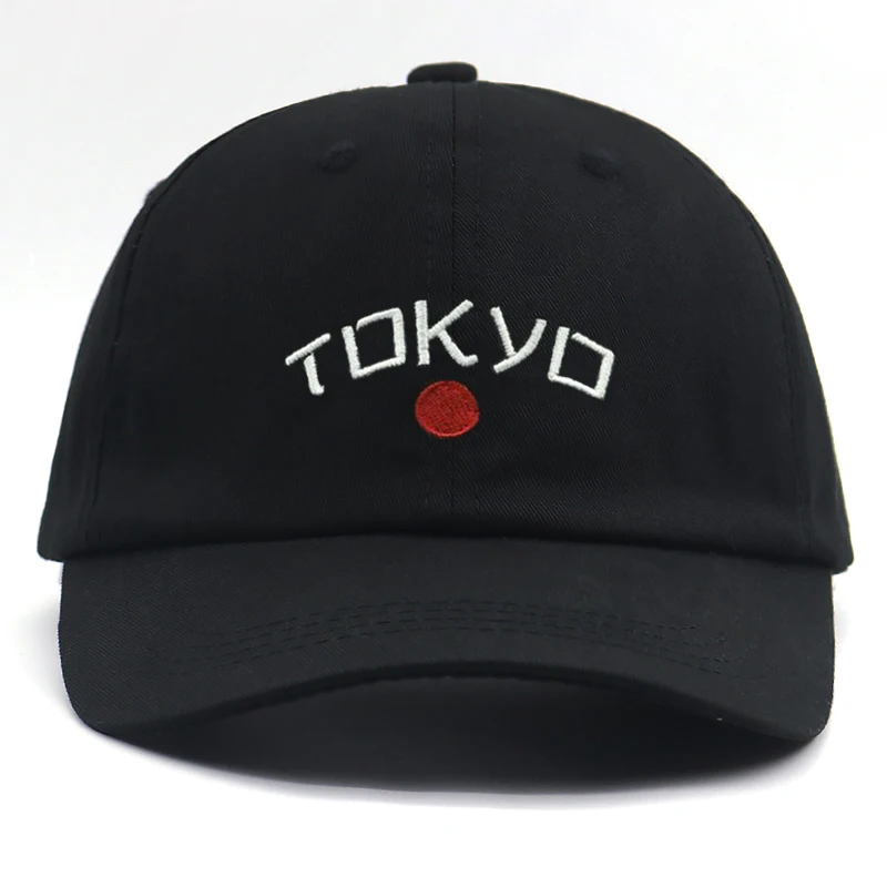Japonijos Tokijo miesto siuvinėjimo beisbolo kepuraitę medvilnės reguliuojamas gryna juoda mados tėtis kepurės vyrams, moterims, hip-hop snapback skrybėlę