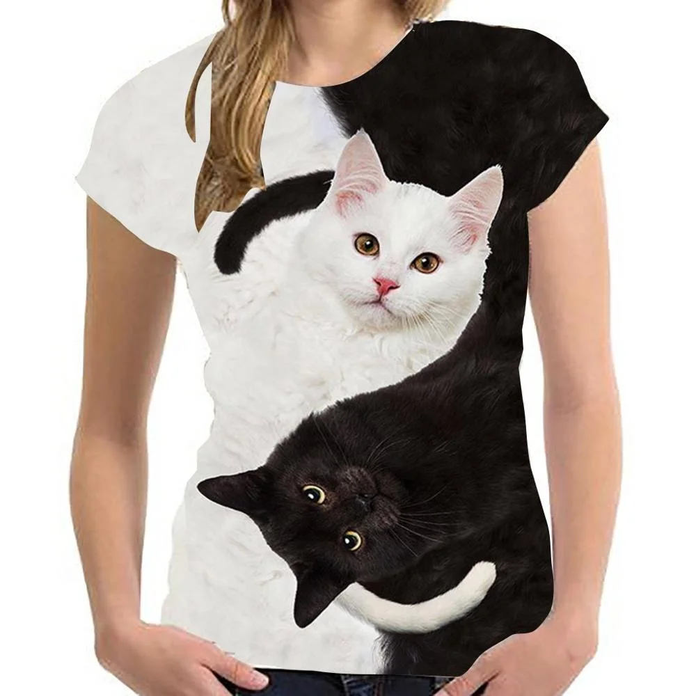 2021 mados atsitiktinis vyriški ir moteriški marškinėliai dviejų dalių 3d katė spausdinti marškiniai vyriški ir moteriški trumpas rankovėmis viršūnes XXS-6XL suma