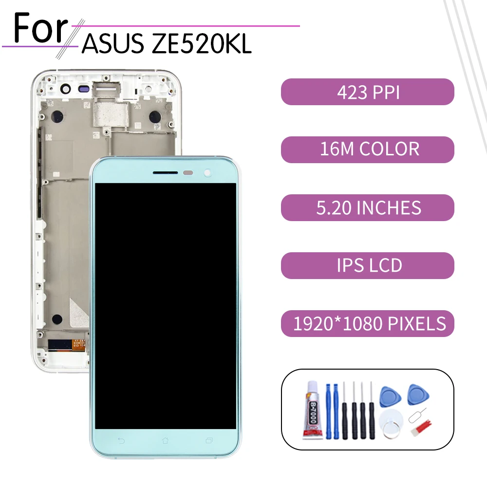 ORIGINALĄ ASUS Zenfone 3 ZE520KL LCD Jutiklinis Ekranas skaitmeninis keitiklis Asamblėjos Asus ze520kl Ekranas su Rėmo Pakeitimo ZA520KL