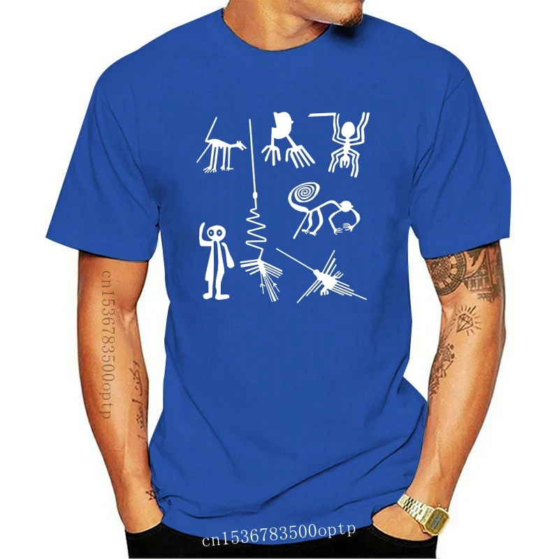 Vyriški Cool Trumpas Rankovėmis Marškinėliai Senovės Naskos piešiniai Užsieniečių Nežemiškos marškinėliai