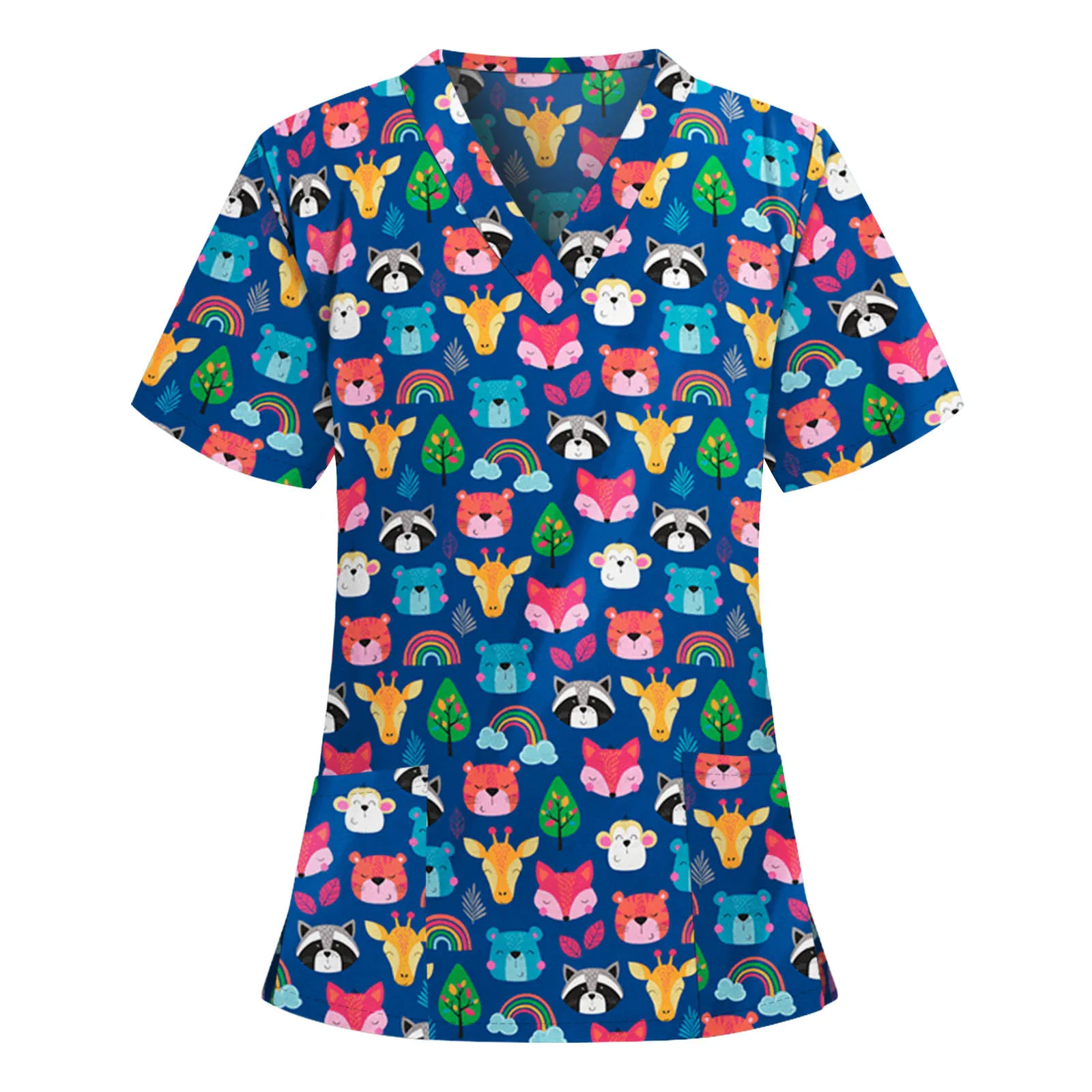 2021 Moterų Sanitariniai Užkemša Mados Moterų trumpomis Rankovėmis V-kaklo Viršūnes T-shirts Vasaros Seksualus Per Dydis Ponios Vienodas Klinikinio