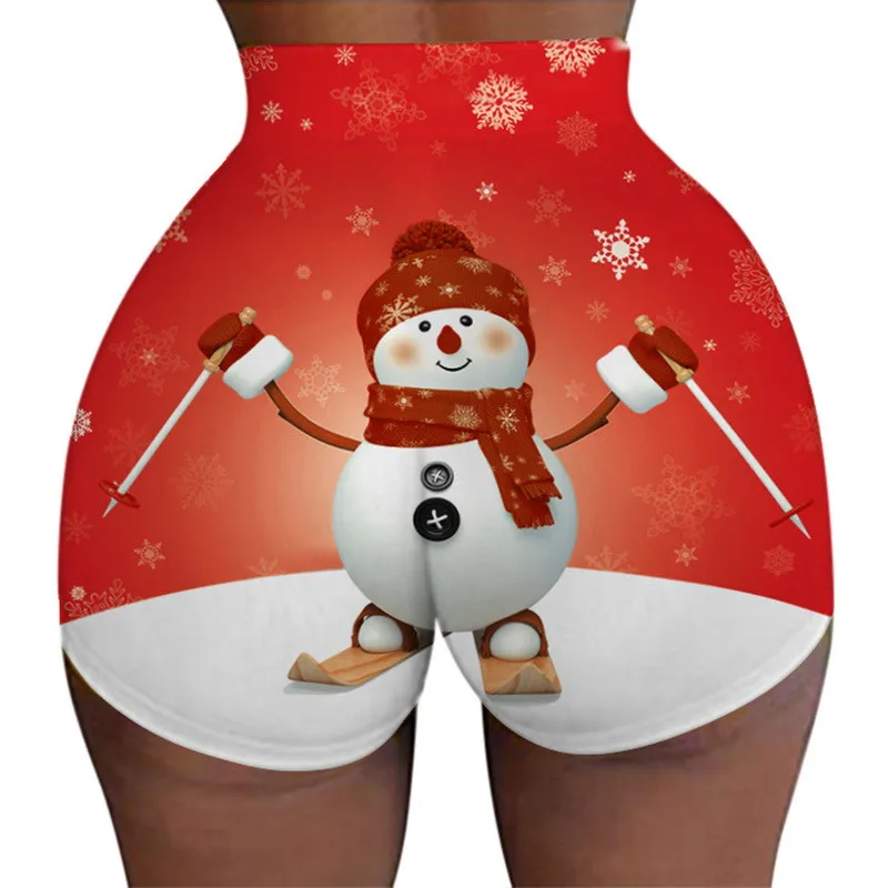 Kalėdų Dieną Kalėdų Senelis Briedžių Spausdinti 3D Šortai Vasarą-Atsitiktinis Slim Bodycon Seksualus Paketo Hip-Naujas Moterų Paplūdimio Atostogų Elastiniai Šortai
