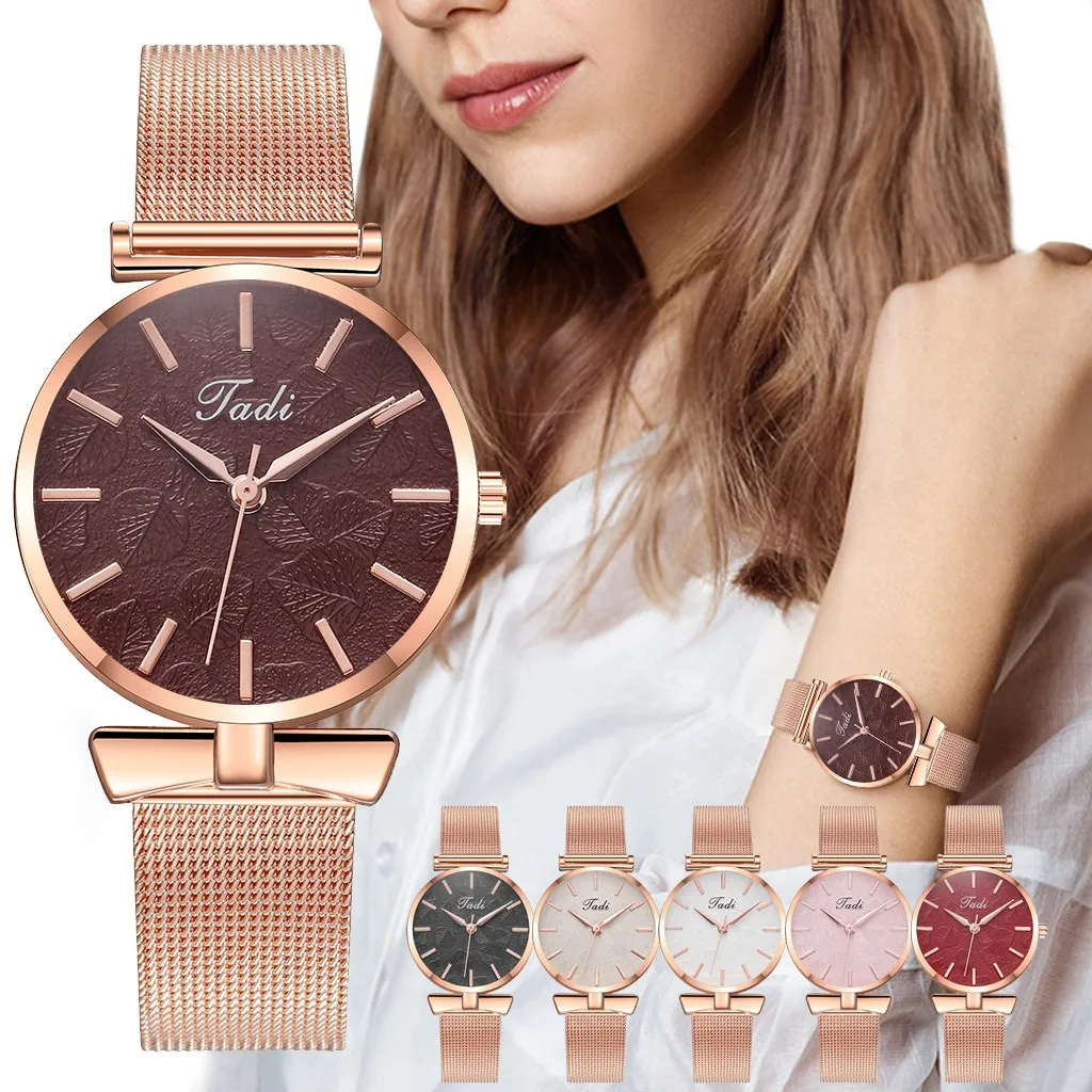 Moterų mados laikrodžiai TADI Elegantiškas Minimalistinio Kalendorius Nerūdijančio Plieno Tinklelio Diržo išskirtinį Stiklo Paviršius Moteris Kvarco Žiūrėti Naujas