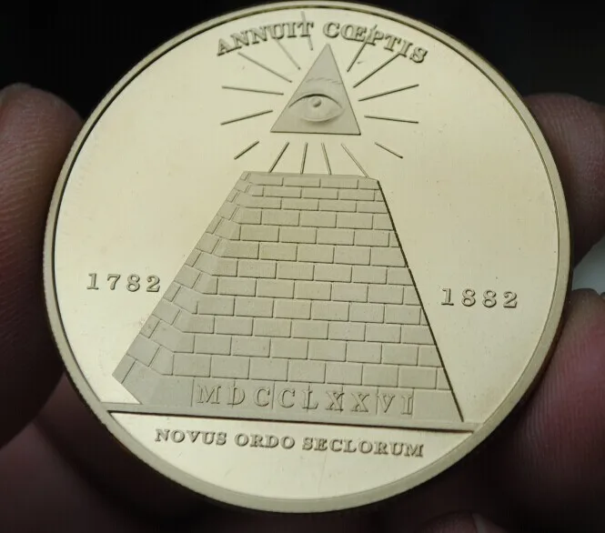 40mm Amerikos Herbas Šiaurės Amerikos Masonų Piramidės JAV Metalo Monetos, Padengtą Progines monetas, Ženklelis medaliu kolekcija