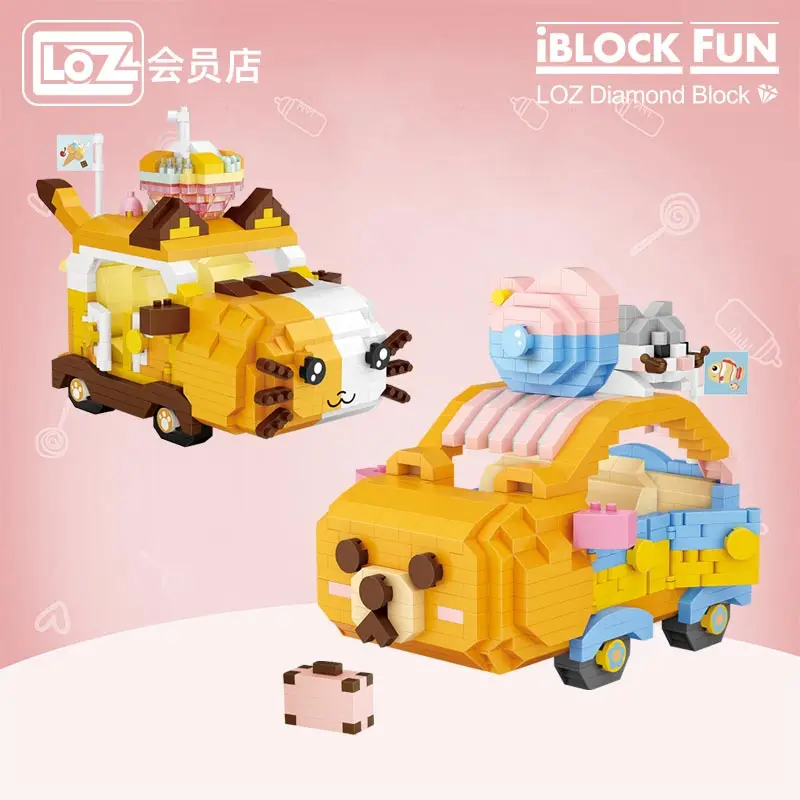 LOZ Diamond Blokai, statyba blokai, montavimas žaislas įspūdį micro deimantų surinkimas, montavimas katė automobilių suaugusiųjų mergina