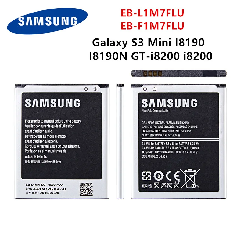 SAMSUNG Originalus EB-L1M7FLU EB-F1M7FLU 1500mAh Baterija Samsung Galaxy S3 Mini GT-I8190 i8160 I8190N GT-i8200 S7562 G313 WO