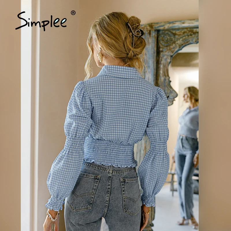 Simplee Office lady pledas elastinga palaidinė marškinėliai moterims Smock mygtuką aukštyn moterų marškinėliai pavasario vasaros Apvalkalas, stilingas ponios trumpas viršų