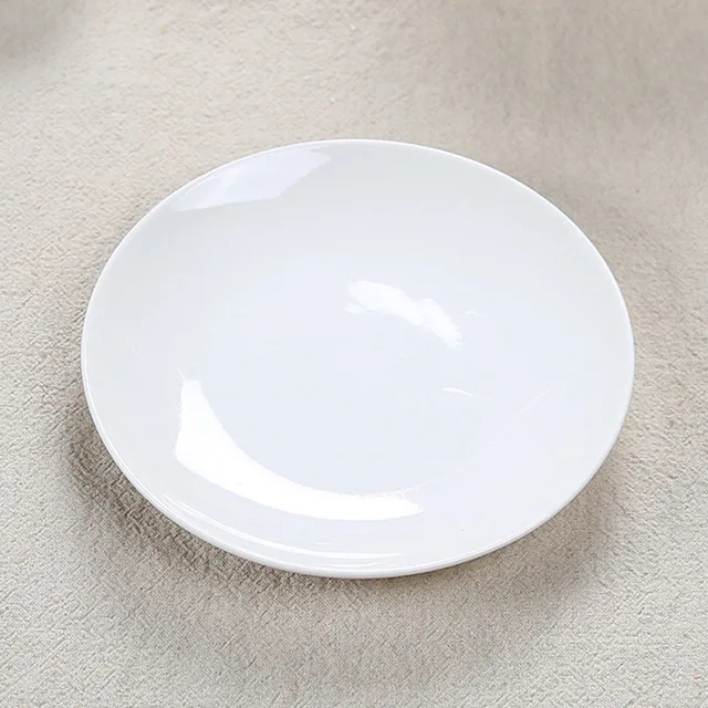 Paprastas Stilius Apvalios Baltos Keramikos Plokštės Kietosios Spalvos Porceliano Plokštelės Namų Taikoma Valgio Lėkštės Kepti Makaronų Plokštė Užkandis Plokštės