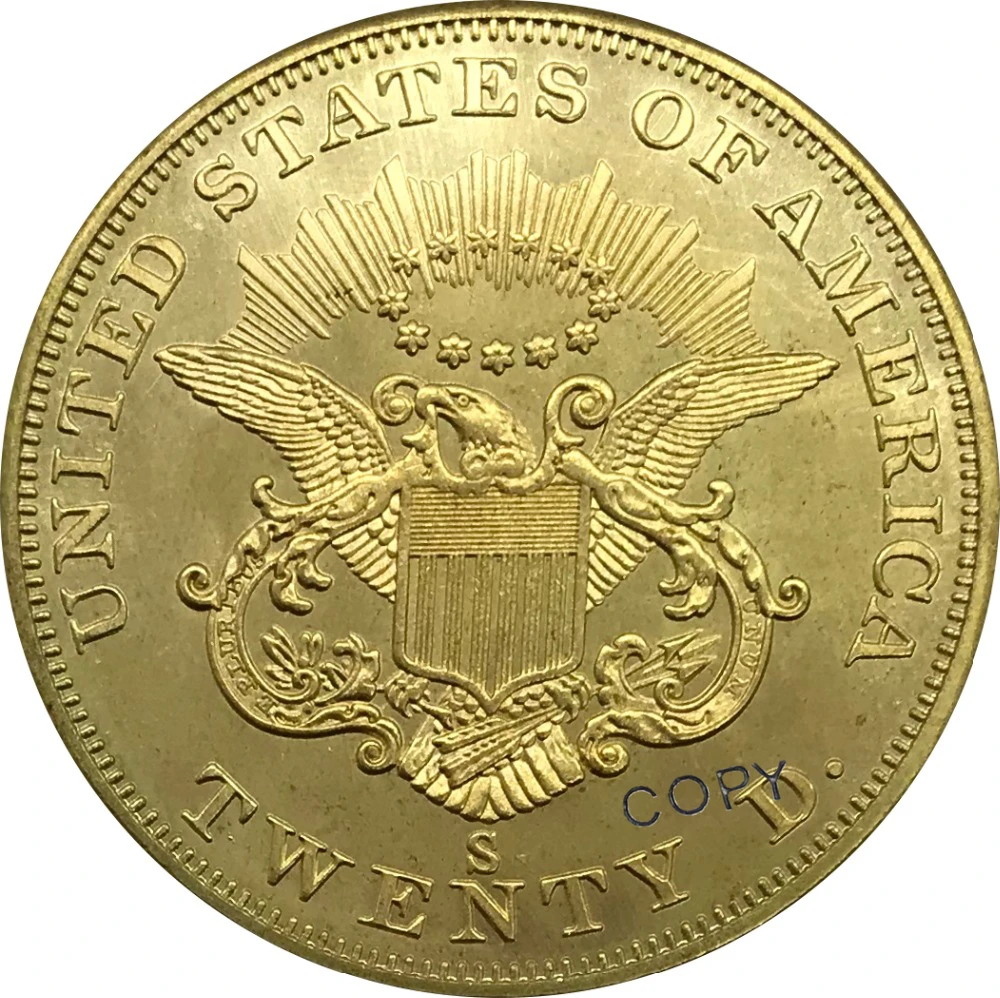 S 1866 Jungtinės amerikos valstijos 20 Dolerių Laisvė Vadovas Double Eagle aukso Žalvario monetos Kolekcionieriams Kopijuoti Monetos