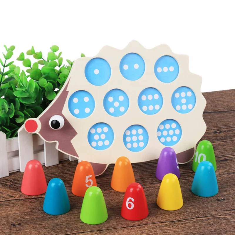 Mediniai Mažai Ežys Dėlionės, Žaislų Išmokti Skaičiuoti trimatis Atitikimo Puzzle Vaikų Švietimo Kūrybiniai Žaislai