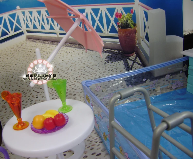 Baldai barbie lėlės namas plaukimo baseinas 1/6 bjd priedai princesas namų plastiko Žaisti casa bonecas kūdikių žaislai 