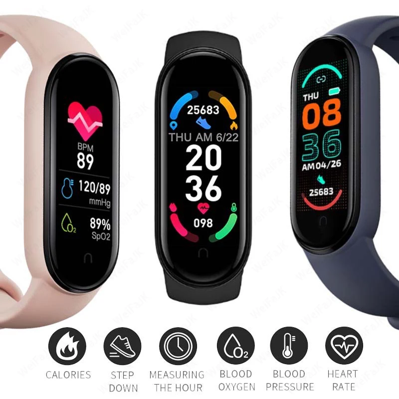 2021 M6 Smart Laikrodžiai Vyrams, Moterims, Vaikams Smartwatch Širdies ritmo Monitorius Sporto Treniruoklių Apyrankė 