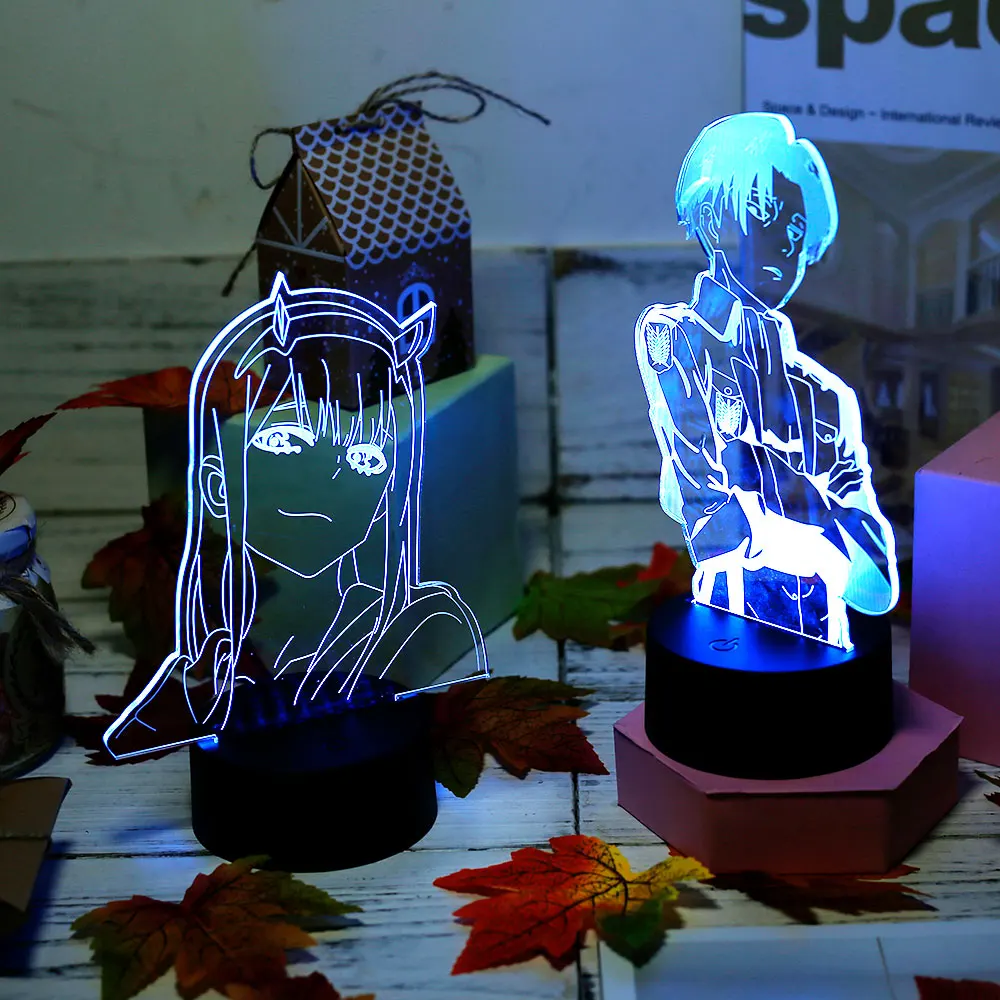 Akrilo Stalo Lempa LED Naktinis Apšvietimas Anime Ataka Titan Kambario Dekoras, Šviesos, Kietas Vaikas Vaikui Dovana Kapitonas Levi Akermano Naktį Šviesos