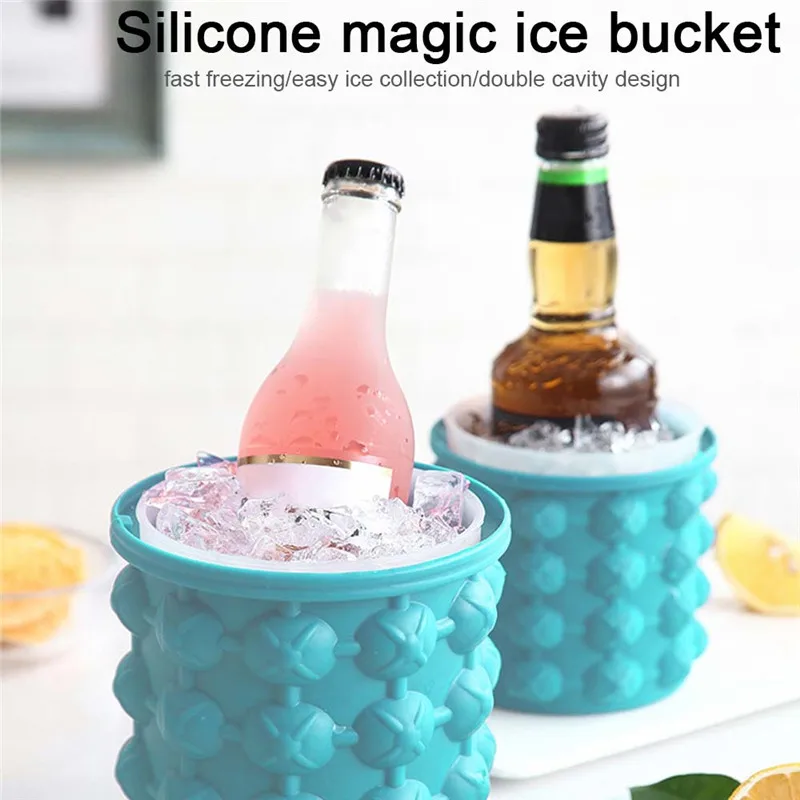 Silikono Ledo Kibiras Šampanas, Viskis, Alus Ledo Pelėsių Maker Nešiojamų Vyno Ice Cube Aušintuvas Alaus Kokteilių Taurės Tokios Įrankiai, Virtuvės Reikmenys