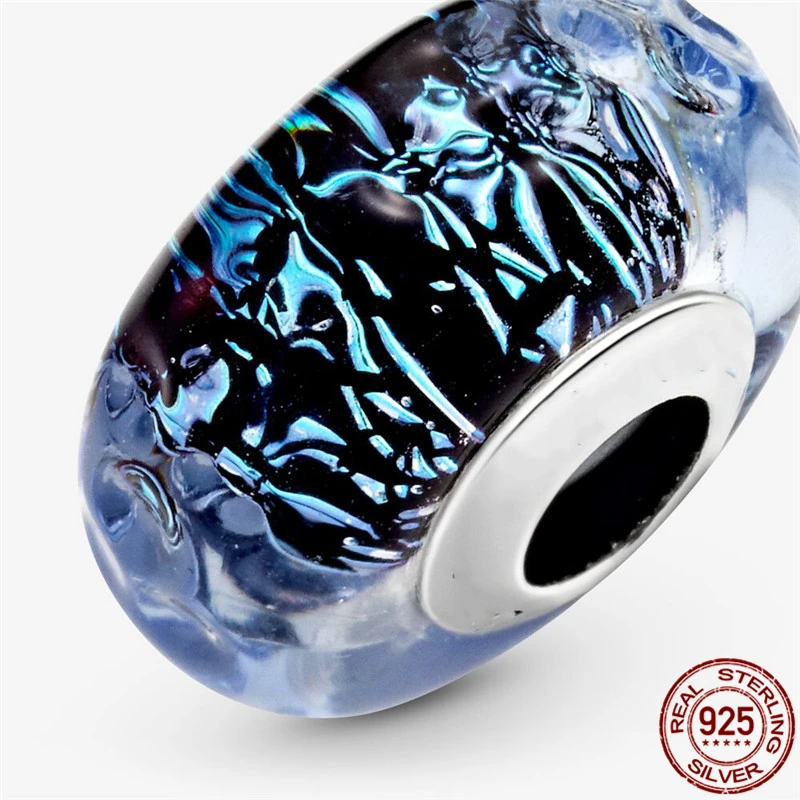 925 Sterlingas Sidabro, Tamsiai mėlyna Murano stiklo karoliukai Tinka Originalus Pandora Apyrankė&Bangle Priėmimo Mados 1558DIY Papuošalai Moterims