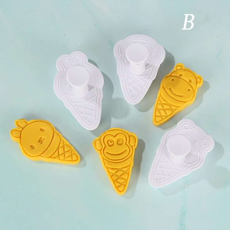 Sausainių Kepimo Formą 3D Animaciją Ledų Gyvūnų Slapukas Sausainių Vertus, Paspauskite Stūmoklį, Pelėsių 3pcs Cookie Cutter Kepimo & Konditerijos Įrankiai