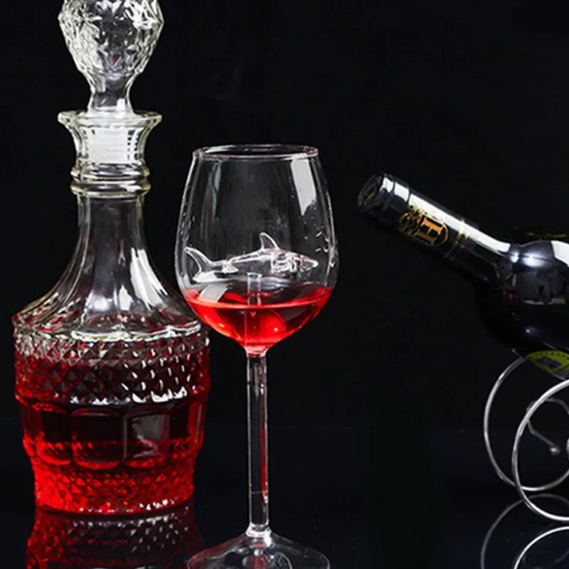 300MLCrystal Vyno Taure Ryklys Raudonojo Vyno taurė Su Ryklių Viduje Vyno Butelis Kristalų Vyno Taure partijų Vestuvių Fleitos Stiklo