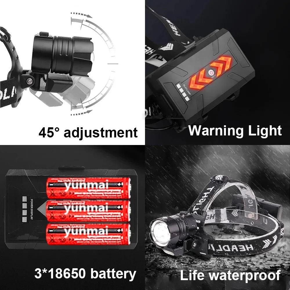 100000lm XHP110 4 CORE LED Žibintai USB Įkrovimo Zoom Žibintai Vandeniui Kempingas Žvejybos Žibintuvėlis 18650 XHP70 V6 T6 LED