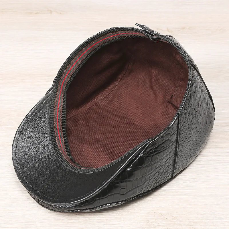 Aukštos kokybės krokodilo odos klasikinis beretė vyriškos prabangos skrybėlę