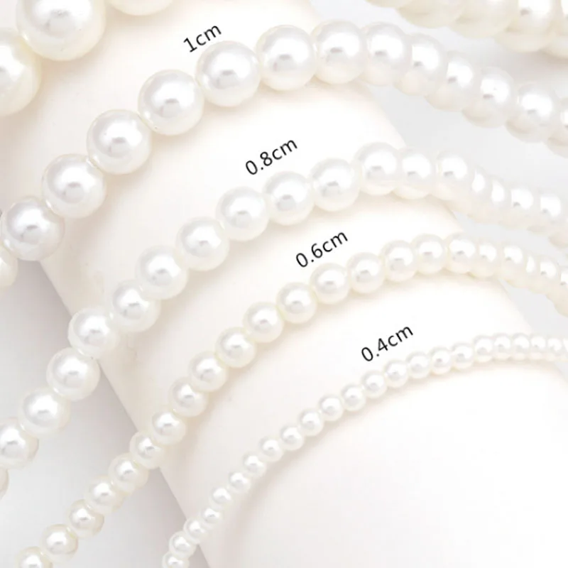 Elegantiška Baltos spalvos Imitacija, Perlų Choker Karoliai Didelis Apvalus Perlas Vestuvių Karoliai Moterų Žavesio bižuterijos 2021 Dovanos
