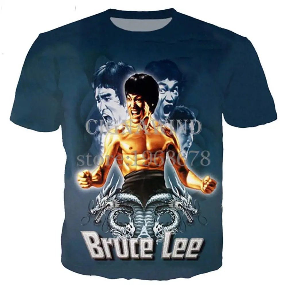 Klasikinio Bruce Lee Marškinėliai Vyrams, Moterims, 3D Atspausdintas Suvenyrinius Marškinėlius Streetwear Atsitiktinis