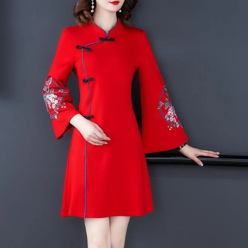 Nauja ir patobulinta versija cheongsam moterų hanfu senovės stiliaus jaunimo stilius pavasarį ir rudenį bazės sijonas retro Kinų suknelė