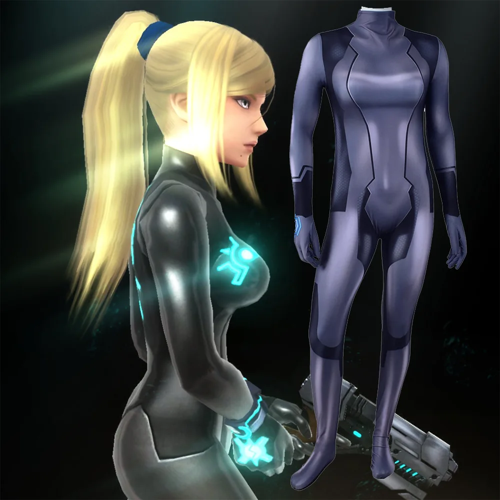 Žaidimas METROID Nulio Tiktų Samus Juoda Anime 3D Atspausdintas Bodysuit Moterų Cosplay Kostiumai Helovinas Zentai Suaugusiųjų Elastinga Jumpsuits
