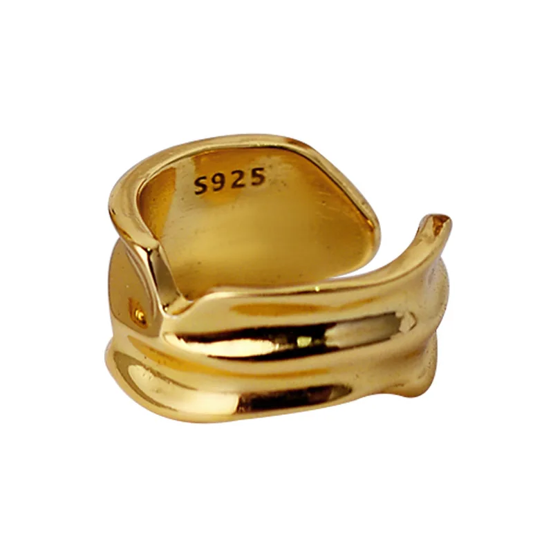 TIK 1PC Autentiški 925 Sterlingas sidabro Balta/ Aukso nereguliarus Įgaubtas Eilučių Klipą Apyrankės Auskarai (Nr. pervėrė), ausų-Kaulų C-E5055